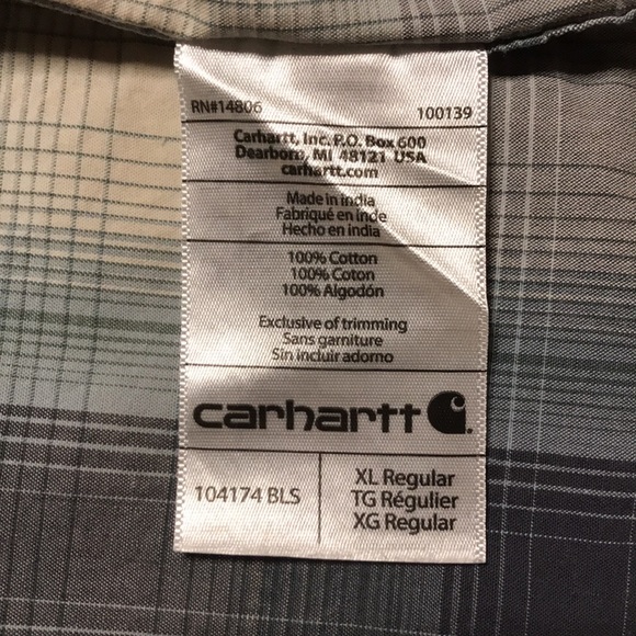Carhartt Men’s Relaxed Fit Blue Plaid Short Sleeve Shirt, Size XL / Blue - Picture 10 of 11